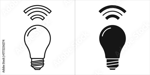 Smart light bulb icon for automation system control and energy saving