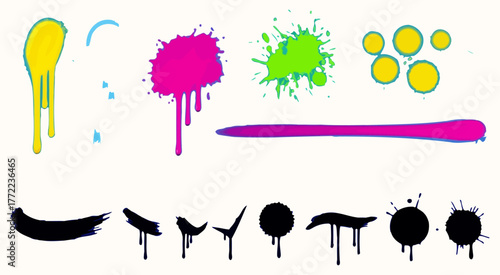 Colorful and Ink Splatter Set
