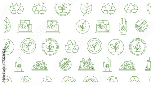Green Eco Icon Pattern Grid