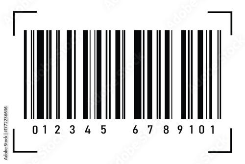 Black and white barcode icon on white background