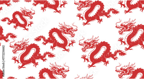 Red Chinese Dragon Pattern