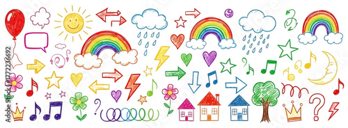 Rainbow Doodle Symbol Set