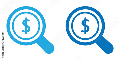 Magnifier with dolar icon, search dollar icon