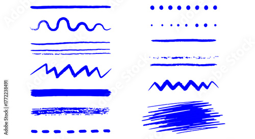 blue brush stroke style set