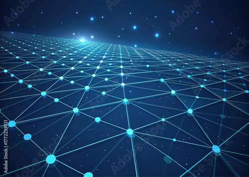 Tech network grid concept, glowing node design, digital line, vector illustration, sci-fi decor, innovation element, electronic art, modern technology, visual layout, tech background.