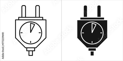 Timer plug icon in outline and glyph style