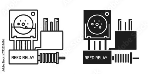 Reed relay in black and white