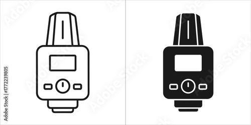 Black and white thermostat icon, temperature control