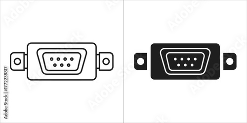 Serial port connector in outline and glyph style