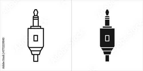 Audio jack connector in outline and glyph style