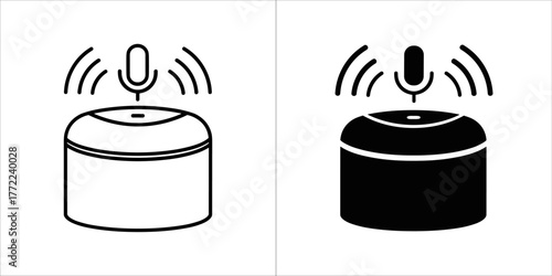 Black line smart speaker icon internet speaker