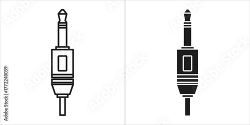 Audio jack connector in black and white