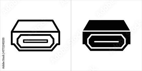 Two usb type c ports, one in outline and one in solid fill style