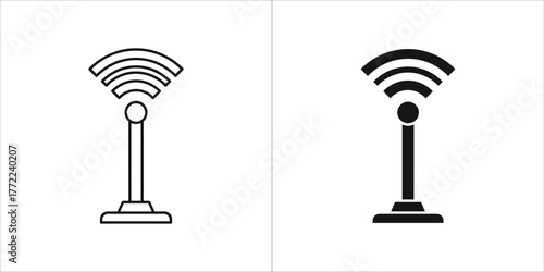 Antenna icon in outline and solid style