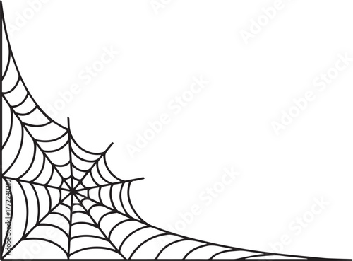 Vector illustration of a spider web and Christmas tree decoration design for a holiday card background