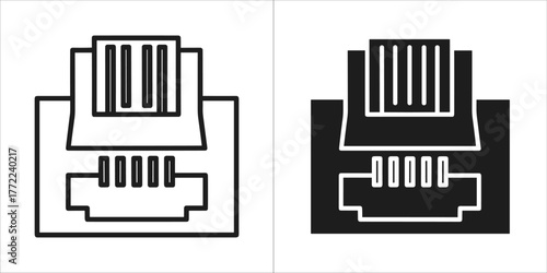 Two rj45 ports, one in outline and one in solid fill style