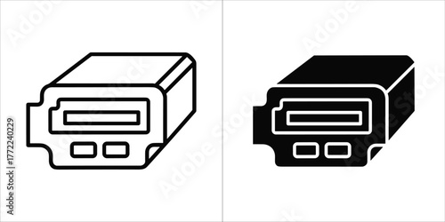 Two scart ports, one in outline and one in solid fill style