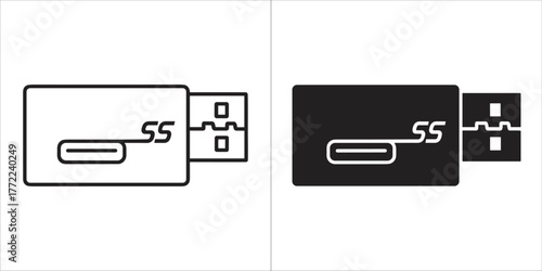 Usb flash drive in outline style
