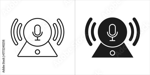 Smart speaker with voice assistant, line and solid