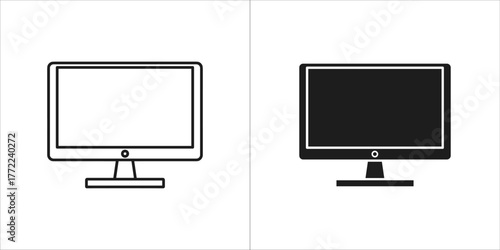 Black and white illustration of a computer monitor