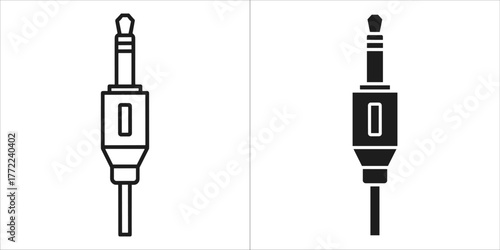 Audio jack plug vector icon in line and glyph style