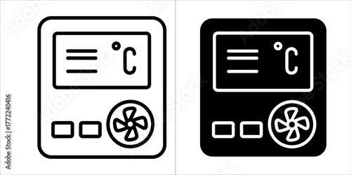 Smart climate control vector icon in line and glyph style