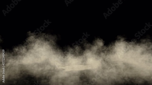 Realistic Dust Cloud Billowing Across a Black Background.