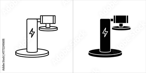 Black and white wireless charger icon flat style