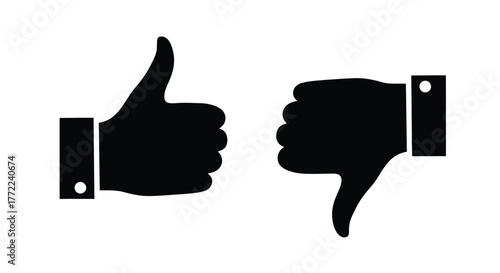 Thumbs up and thumbs down signs, representing approval and disapproval, or like and dislike