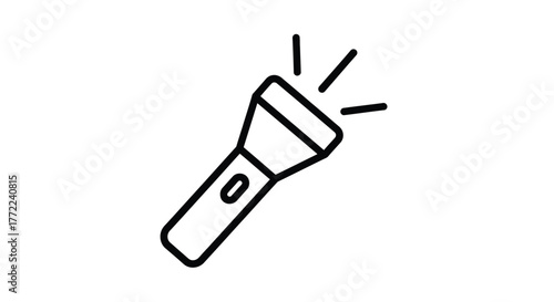 Flashlight icon in outline style for camping and emergency situations