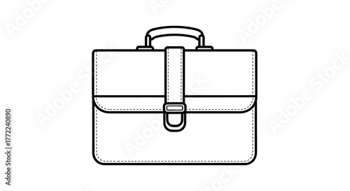 A simple black and white line drawing of a briefcase business and professional concept