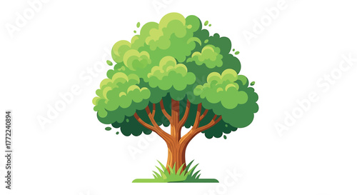 A cartoon style tree with green leaves and brown trunk nature and environment concept