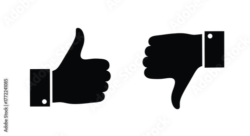 Thumbs up and thumbs down hands are a symbol of agreement and disagreement