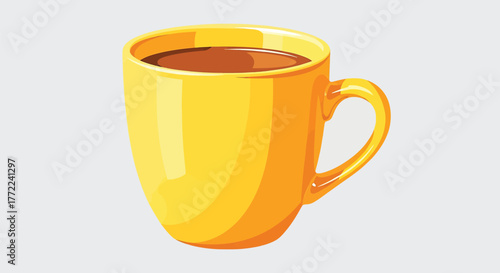 Yellow coffee cup illustration perfect for representing morning routines, coffee breaks, or beverage related designs