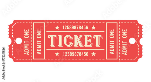 Vintage Red Admit Ticket