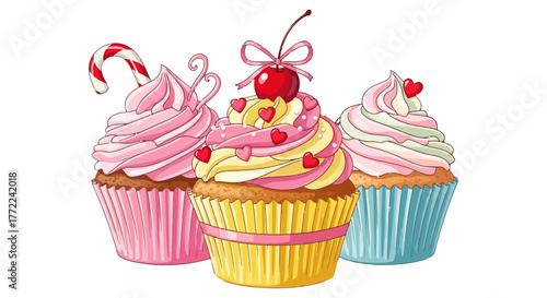 Decorated Colorful Cupcakes