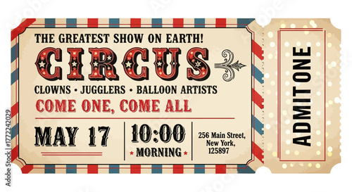 Vintage Circus Ticket Stub