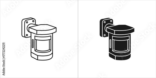 Illustration of a motion sensor on a, in outline and solid style