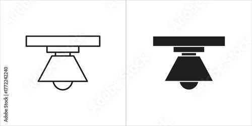 Ceiling lamp icon in line and glyph style for your design
