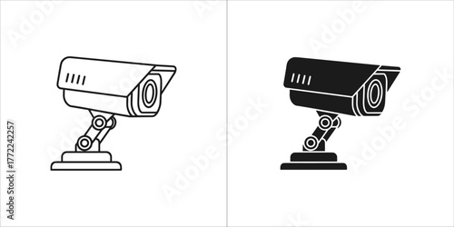 Security camera icon in line and glyph style for your project