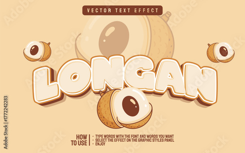 Longan Fruit Text Effect Illustration Design