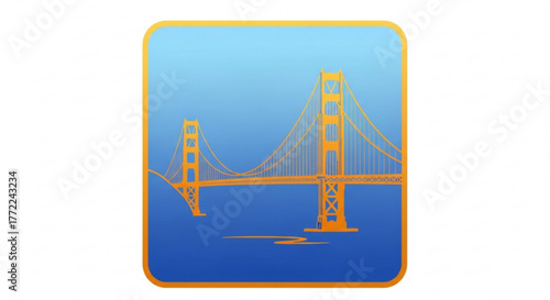 Golden gate bridge icon, a symbol of san francisco and california, representing engineering and travel
