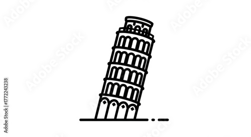 Leaning tower of pisa icon, a symbol of italy and architectural uniqueness, representing history and tourism