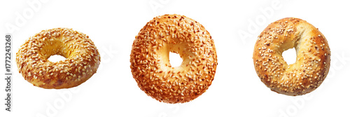 Delicious bagels on transparent background food photography culinary art studio setting