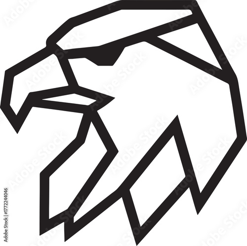   Eagle head geometric silhouette vector representing strength, freedom, and polygonal wildlife design.