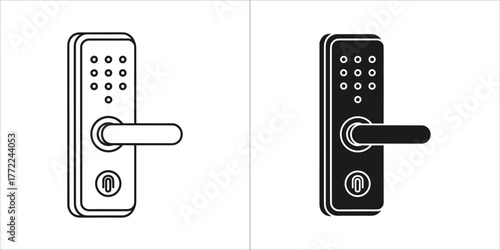 Smart lock with keypad and handle, vector icon