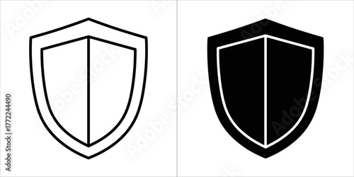 Shield icon in outline and solid style