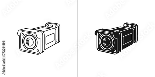Security camera icon in outline and solid style