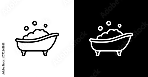 Bathtub White Icon Set Design