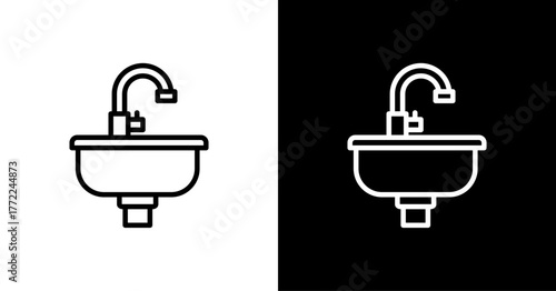 Sink White Icon Set Design